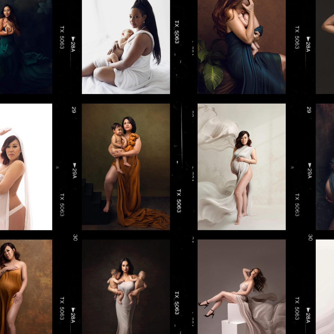 maternity styles for pregnancy photos with Elizabeth Lang Photography. A variety of fabrics and dresses for your photoshoot.