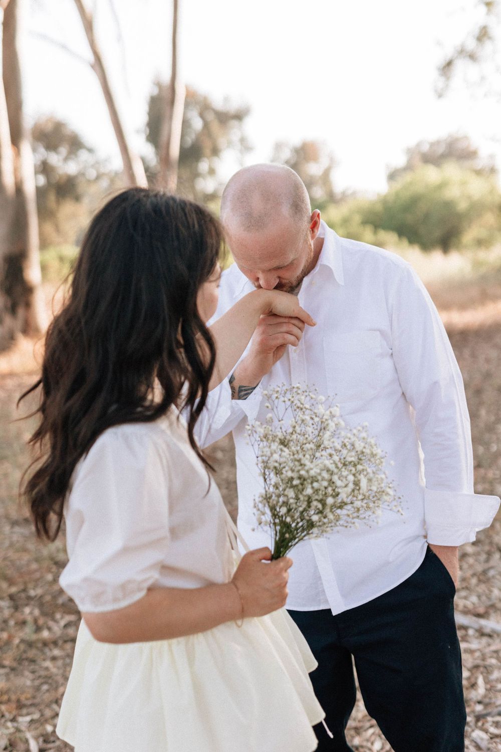 Earthy and authentic Ojai engagement session on film, highlighting the ease and connection of the couple.