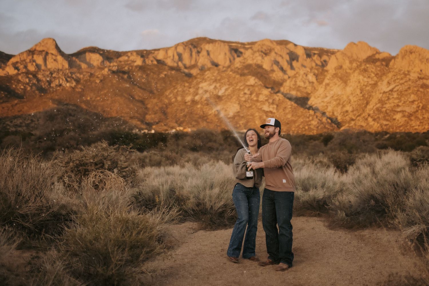 New Mexico surprise proposal. Southwest engagement photo. Golden hour engagement photos. Romantic desert proposal. Proposal ideas new mexico