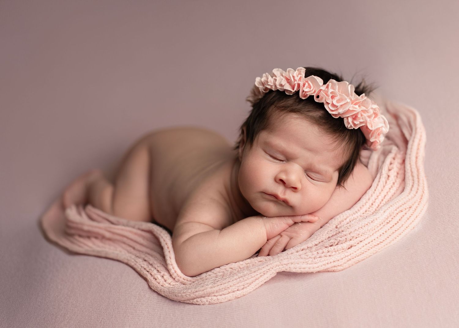 Newborn photography session, baby girl asleep on a blanket. Elizabeth Lang Photography Cloverdale Surrey Vancouver.