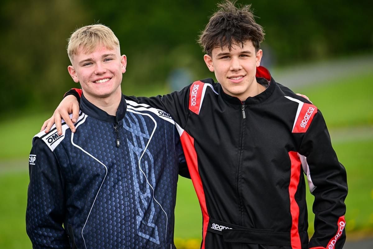 Alex Catlow and Charlie Cillick at GYG Karting circuit for club100