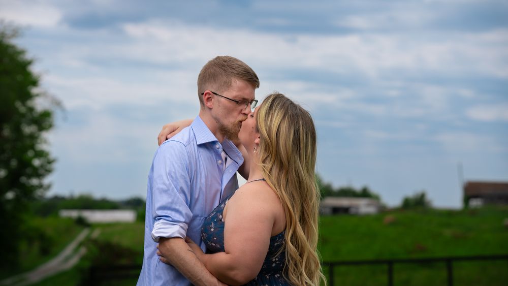 Engagement session with dramatic sky in the background