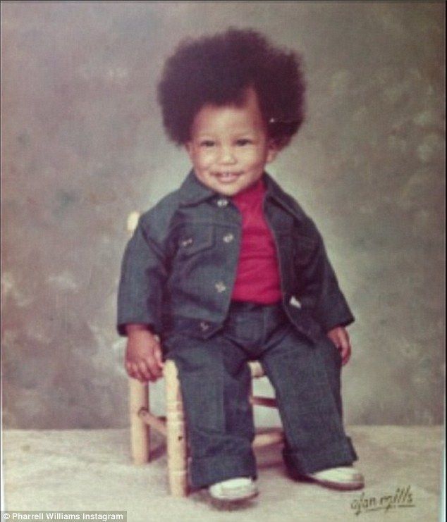 A series of vintage photographs showing a young child in denim and red clothing sitting on a gray background.