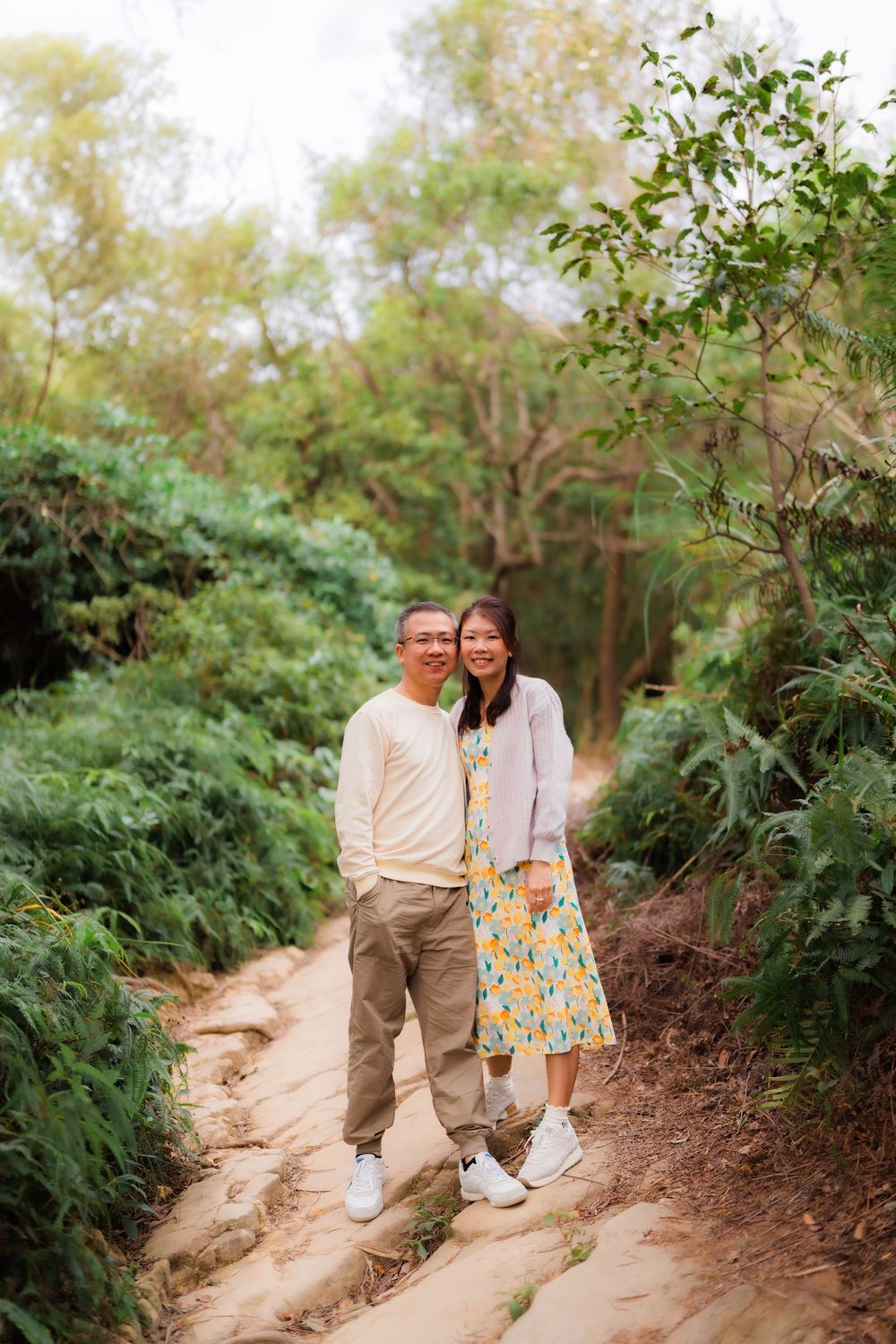 A couple sharing romantic moments along Junjianyan Trail Taipei Taiwan.