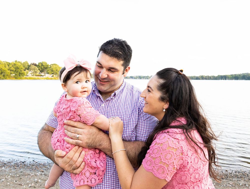 family photos, family, family photo session, family photographer, family photography, nc photographer, mom, dad, baby, pink dress, lake, fun