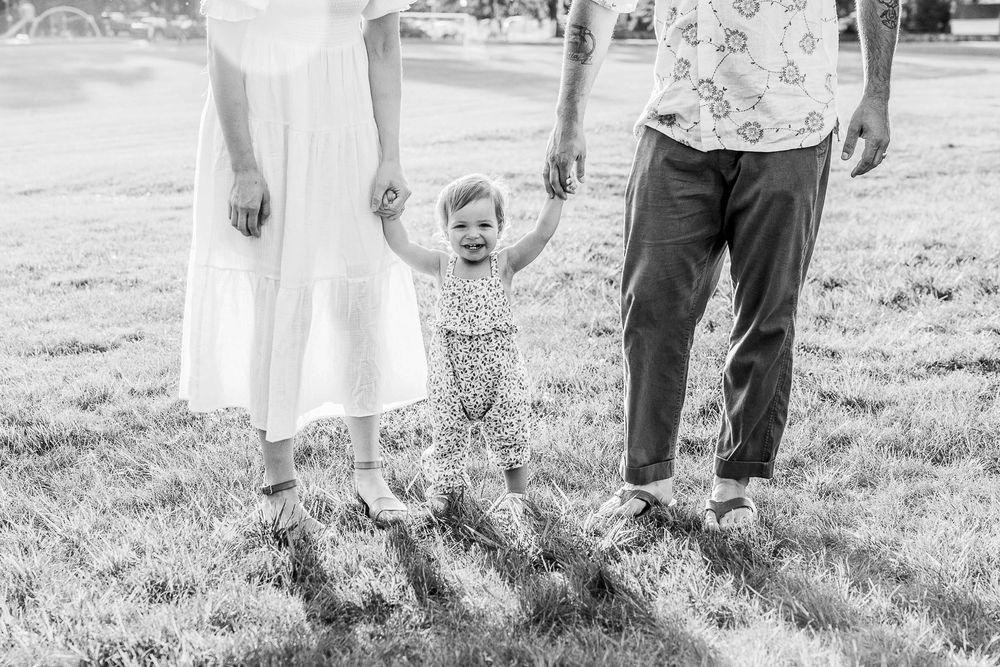family, family photo session, family photos, family posing ideas, mom dad and baby, baby photos, outdoor session, baby session, walking, sun