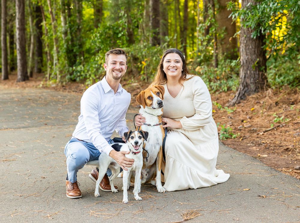 engagement session, couples session, couples photos, couple with dog, forest session, lake session, 2 dogs, golden hour, family photographer