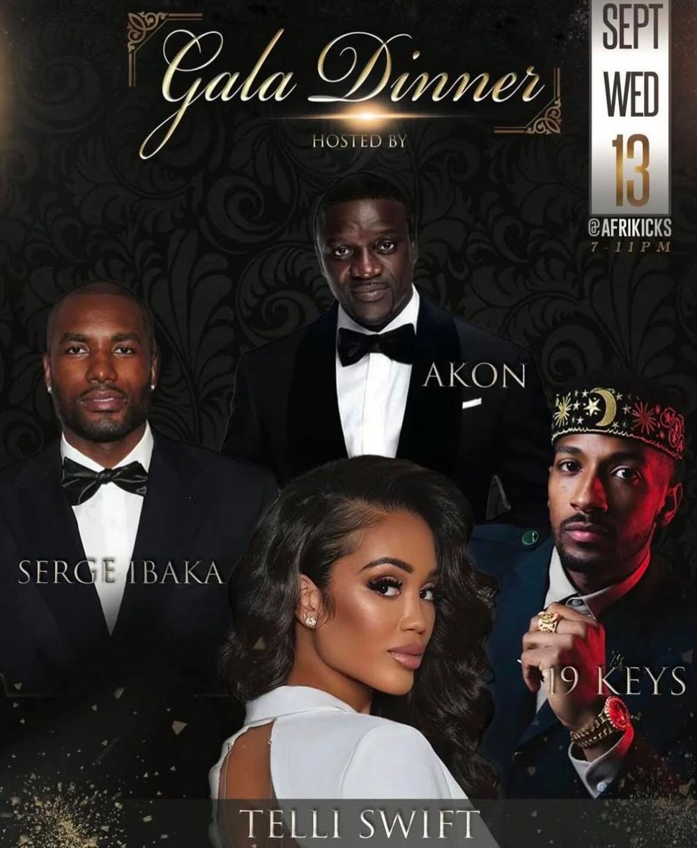 Elegant gala dinner promotional poster with luxury black and gold design.