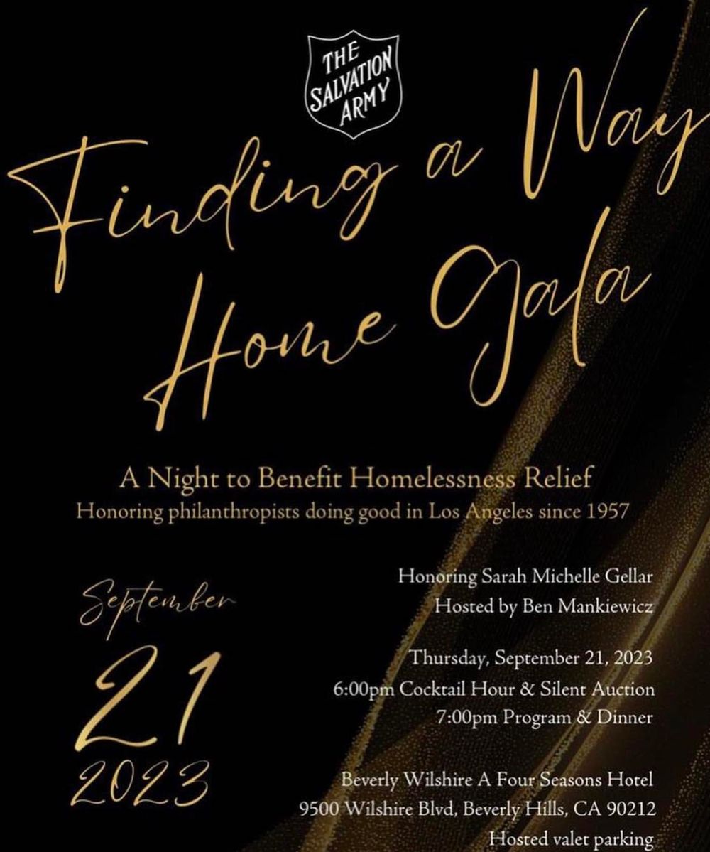 Elegant black and gold invitation for Salvation Army's Finding a Way Home Gala fundraising event.