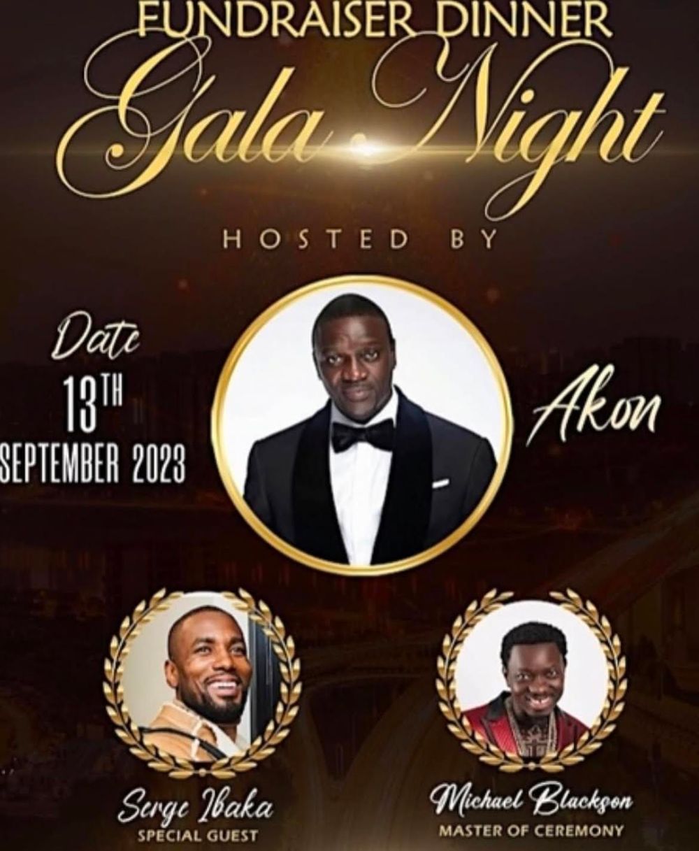 Fundraiser dinner gala night promotional poster with formal event details.