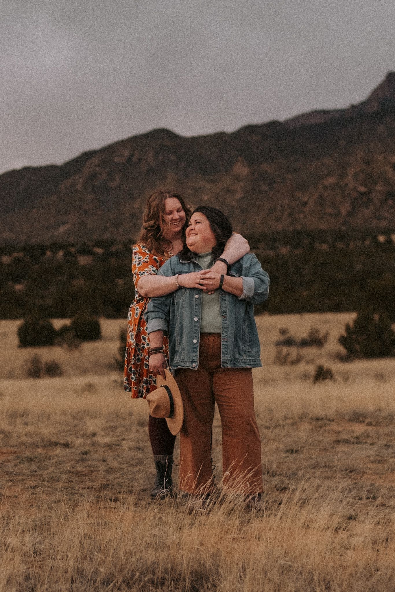Albuquerque sunset engagement session. Inclusive wedding photographer New Mexico. LGBT elopement photographer Albuquerque. ABQ couples photo