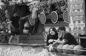 travelling fair folk at the hoppings funfair newcastle  town moor