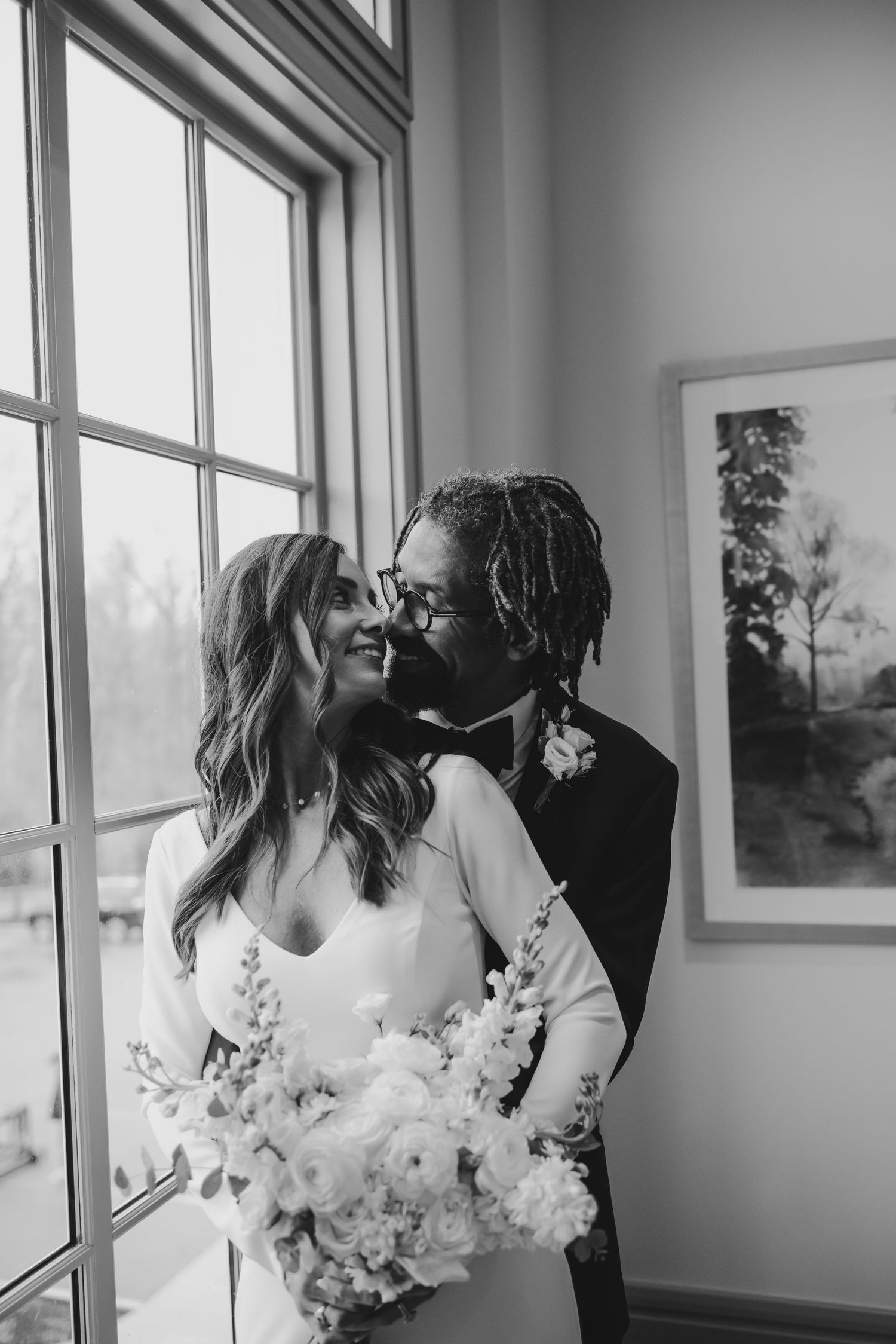 Bride and groom, wedding portrait at Holliday Farms in Zionsville, Indiana