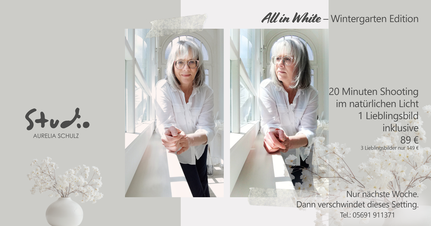 All in White im weißen Wintergarten Portraitaktion im Mai  by Studio Aurelia Schulz Bad Arolsen.
