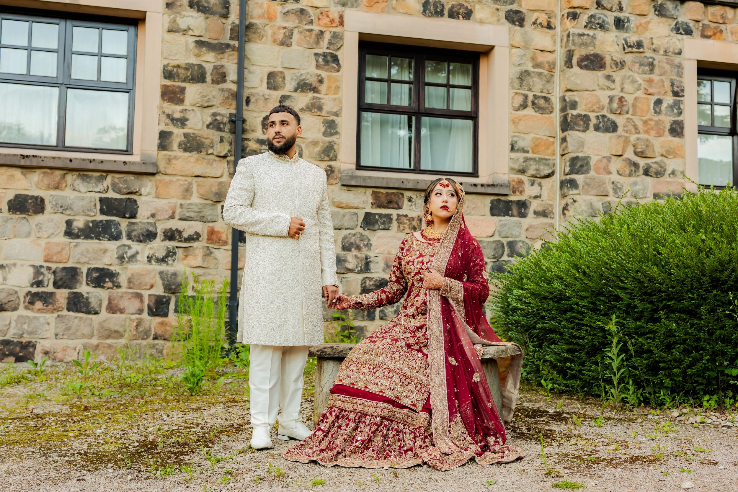 Sabaah and Issa outside their historic wedding venue