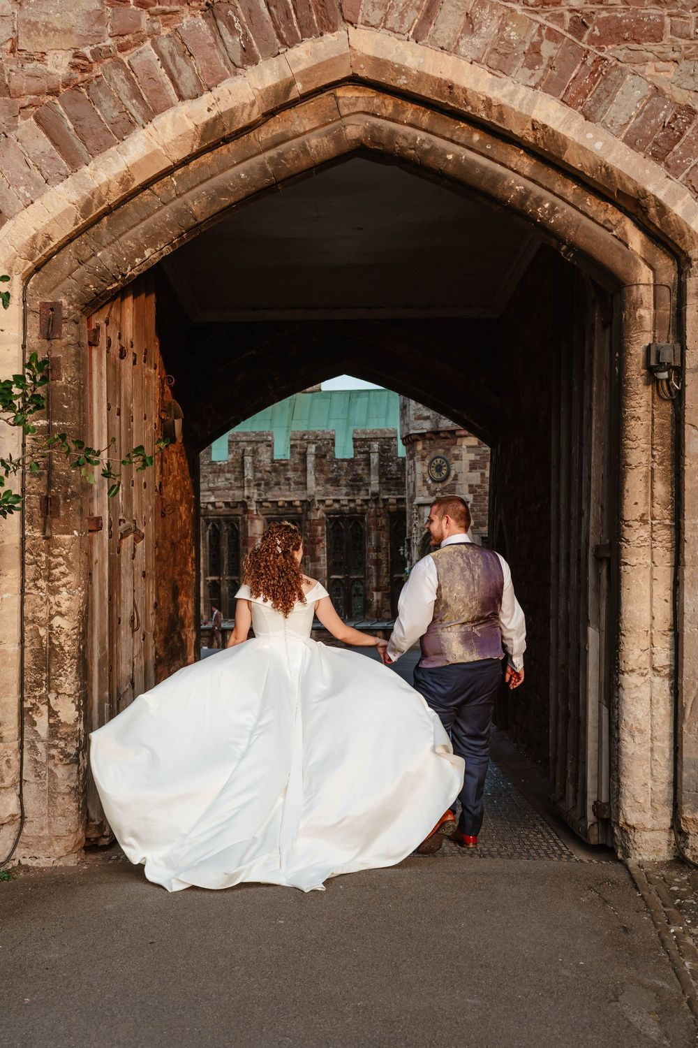 Sunset portraits at Berkeley Castle Gloucestershire Wedding