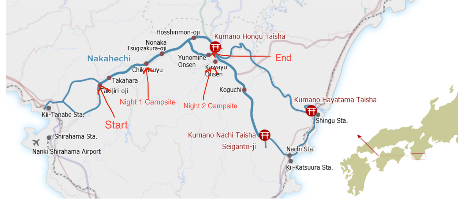 Transportation route map with red lines indicating paths and connections.