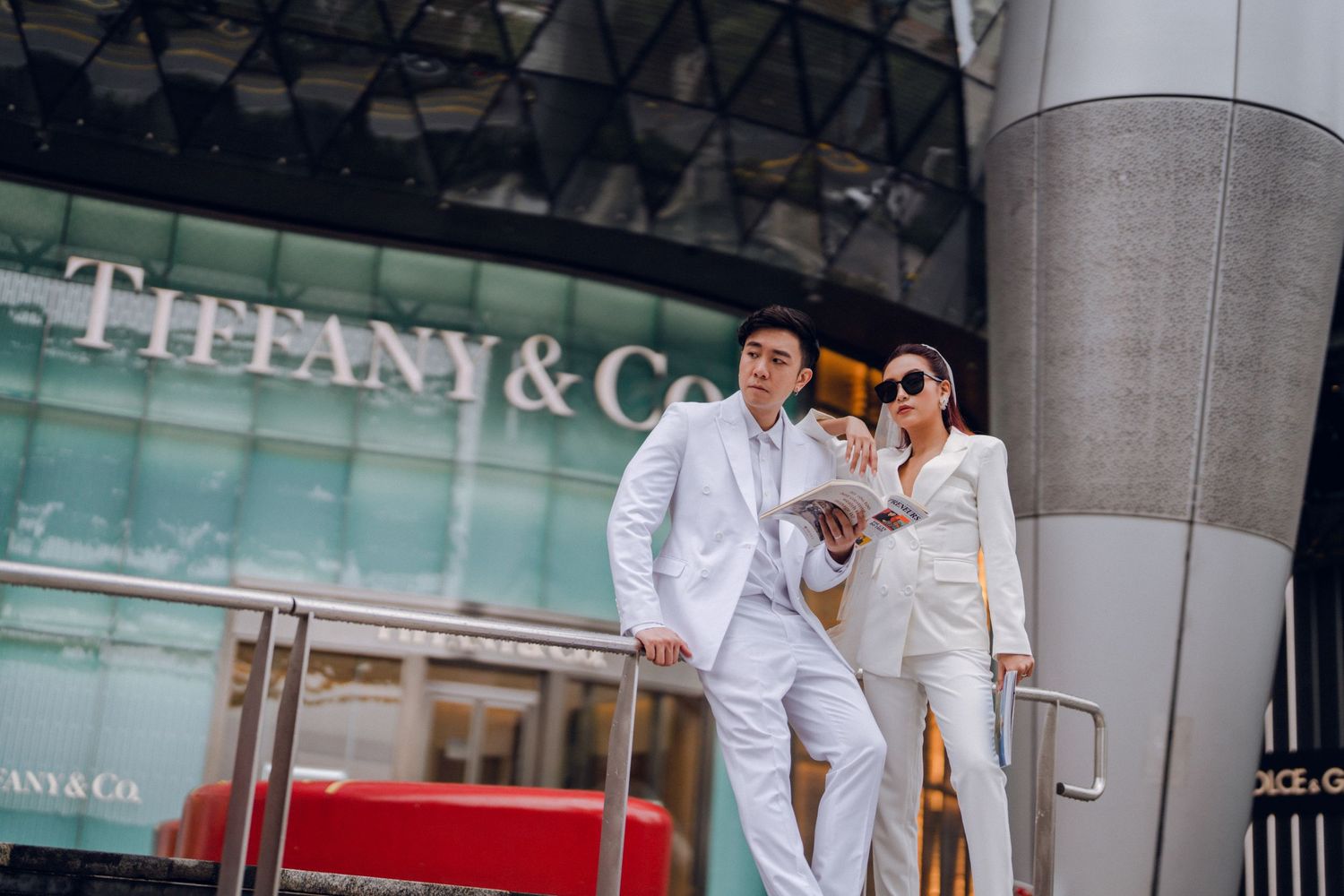 Modern storefront of Tiffany & Co with elegant architectural details.