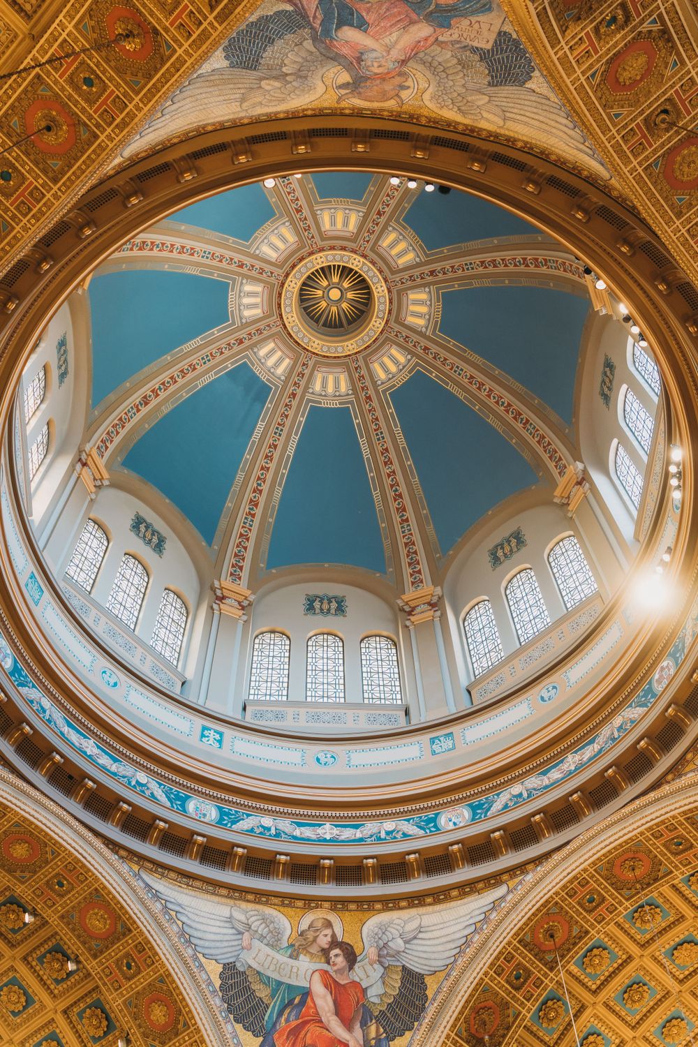 dome at Catholic wedding ceremony inside Cathedral of St. Matthew the Apostle
