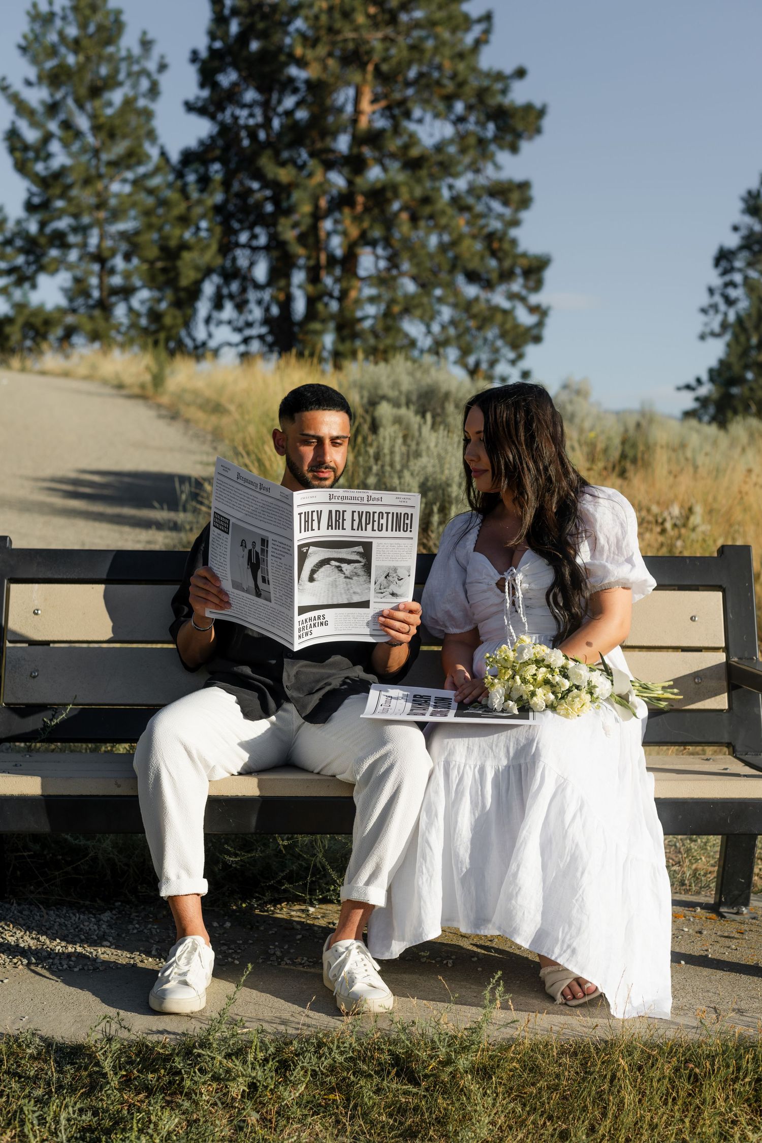 husband and wife announcing that they are pregnant