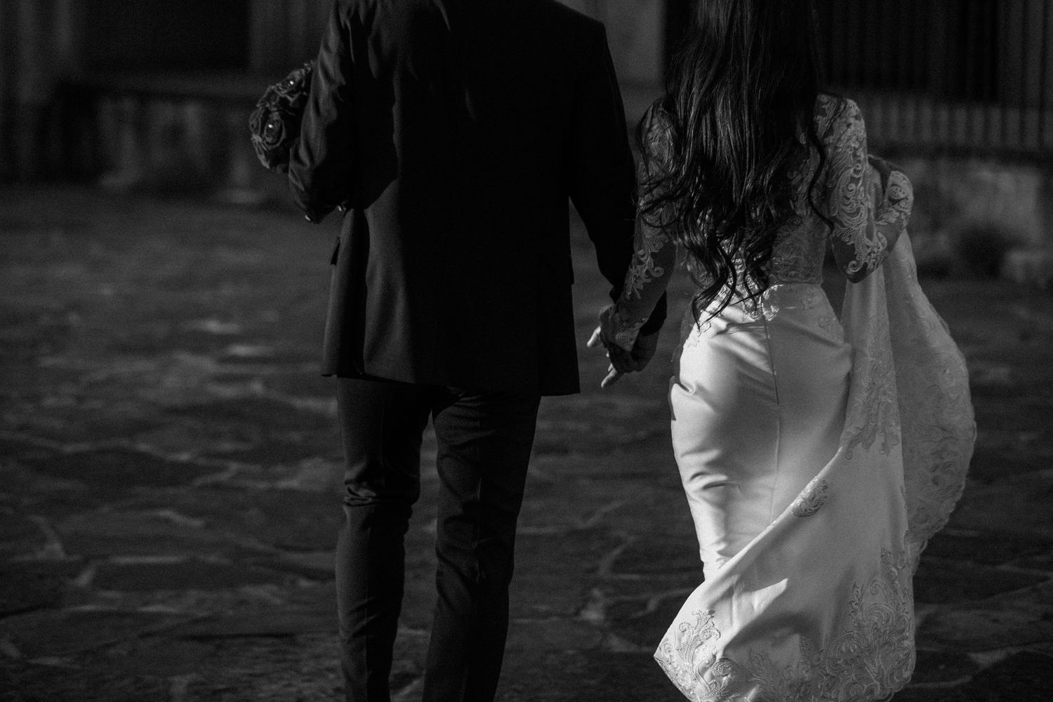 Bride & Groom Walking Into Distance Shot In Lake Geneva Wisconsin by Cardenas Captures