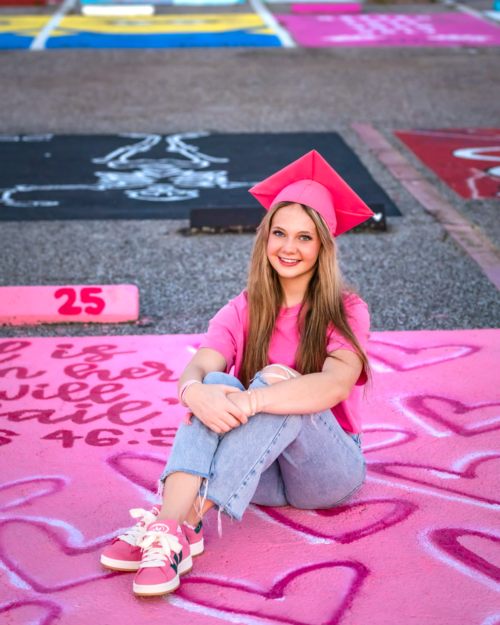 bloomingdale high school senior photo with senior parking space in Tampa, Florida