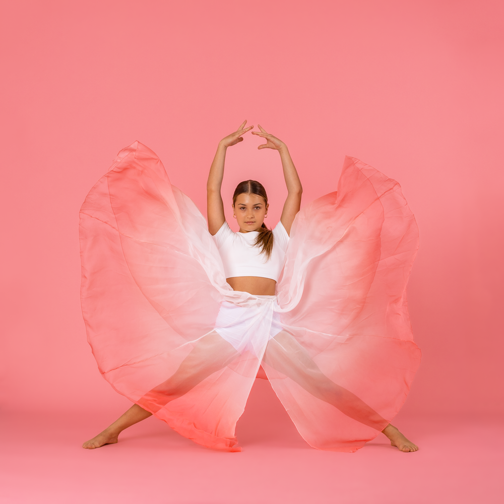 A dancer photographed in the studio during a creative dance session in Tampa, Florida