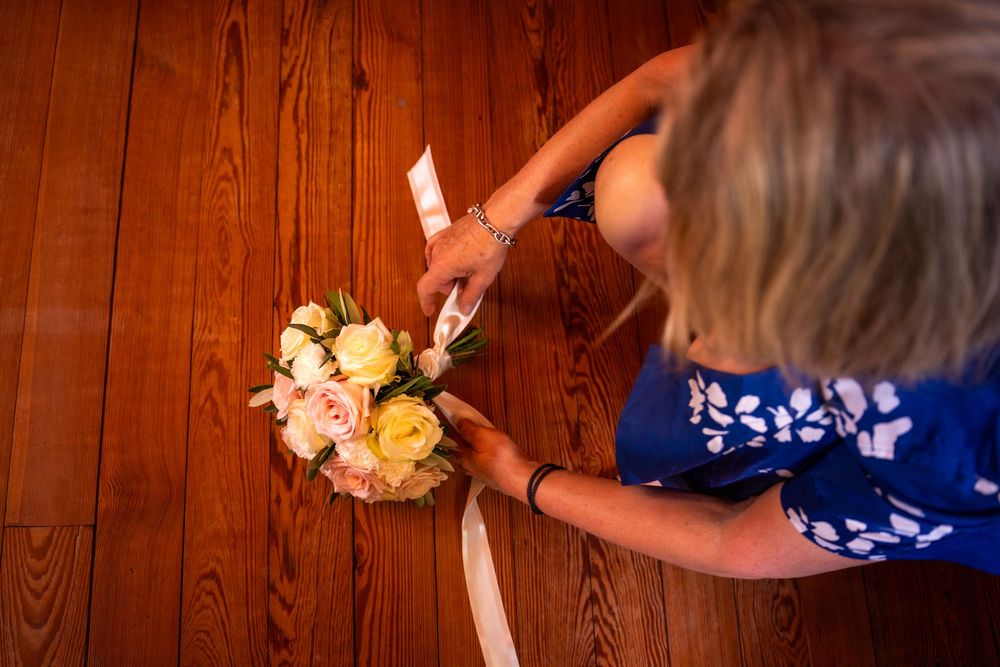 Un bouquet de marié vue de haut
