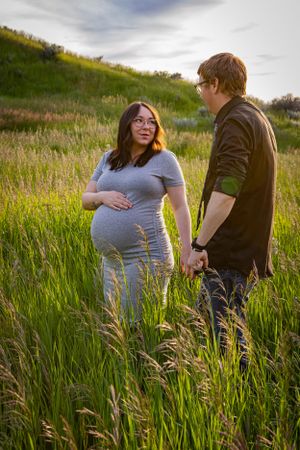 a couple in a field.