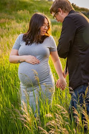 a couple in a field.