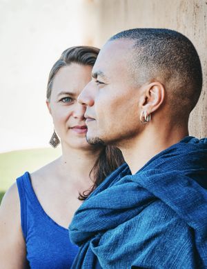 Portrait of an artist couple, Outdoor photography. Portrait photography