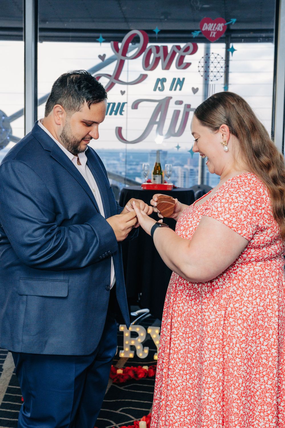 Reunion Tower Surprise Proposal Dallas, Texas captured by My One Sweet Rose Photo Dallas Proposal Photographer