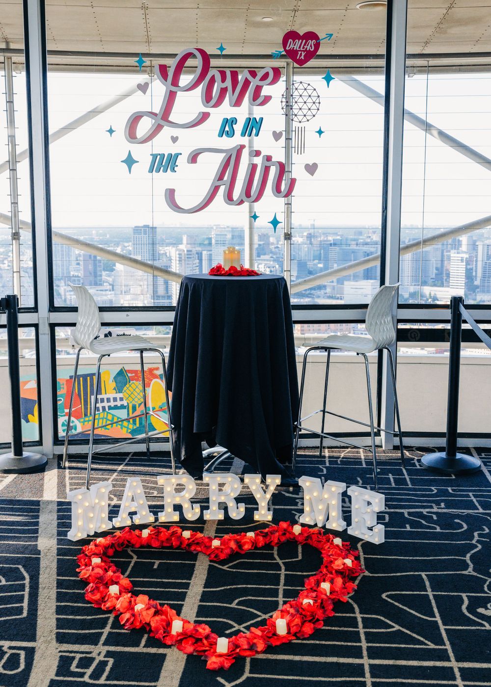 Reunion Tower Surprise Proposal Dallas, Texas captured by My One Sweet Rose Photo Dallas Proposal Photographer