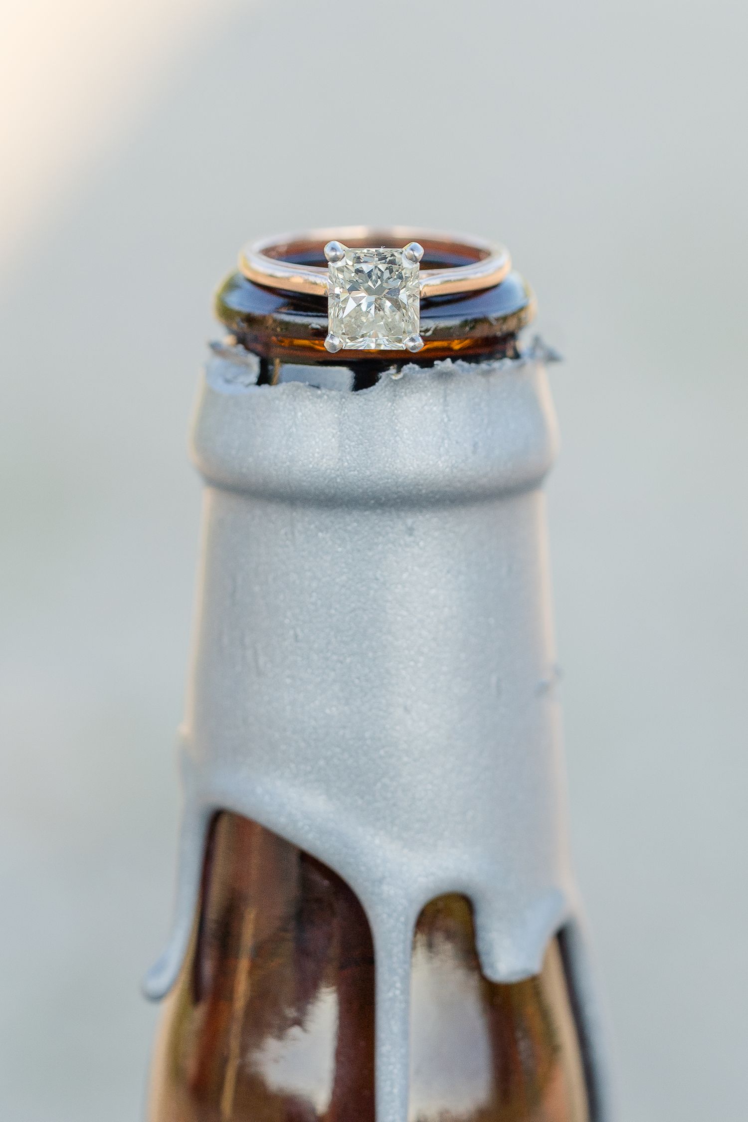 Close up shot of engagement ring during Kenosha engagement session