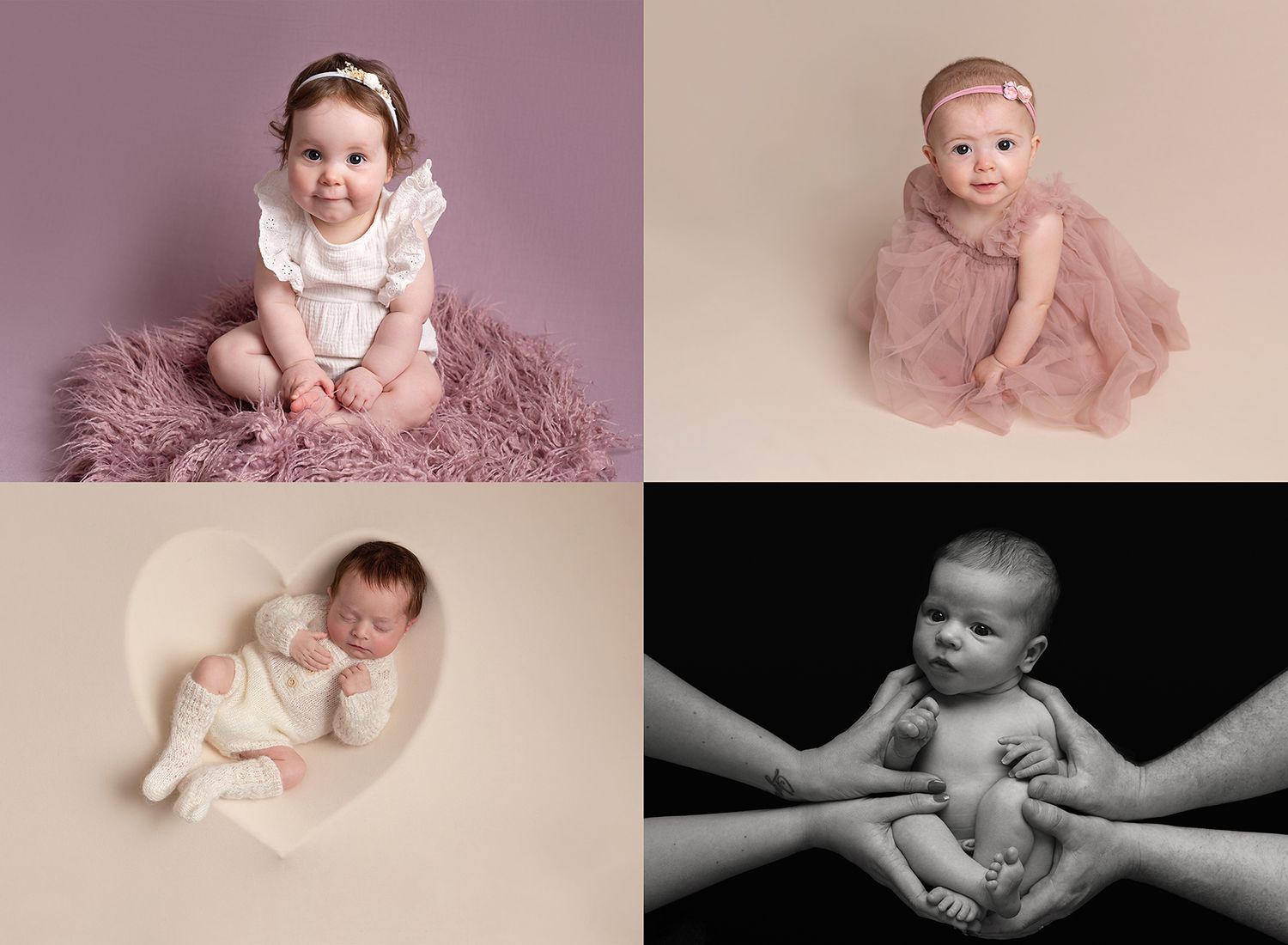 collage of newborn and baby professional photography images
