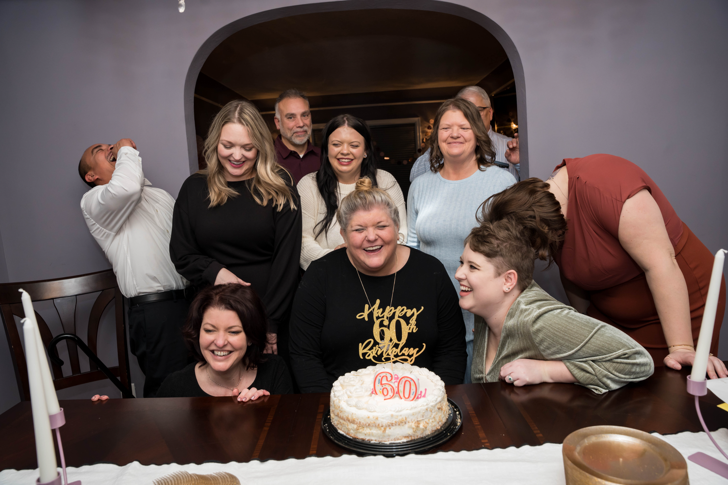 A birthday cake adorned with candles, ready for celebration