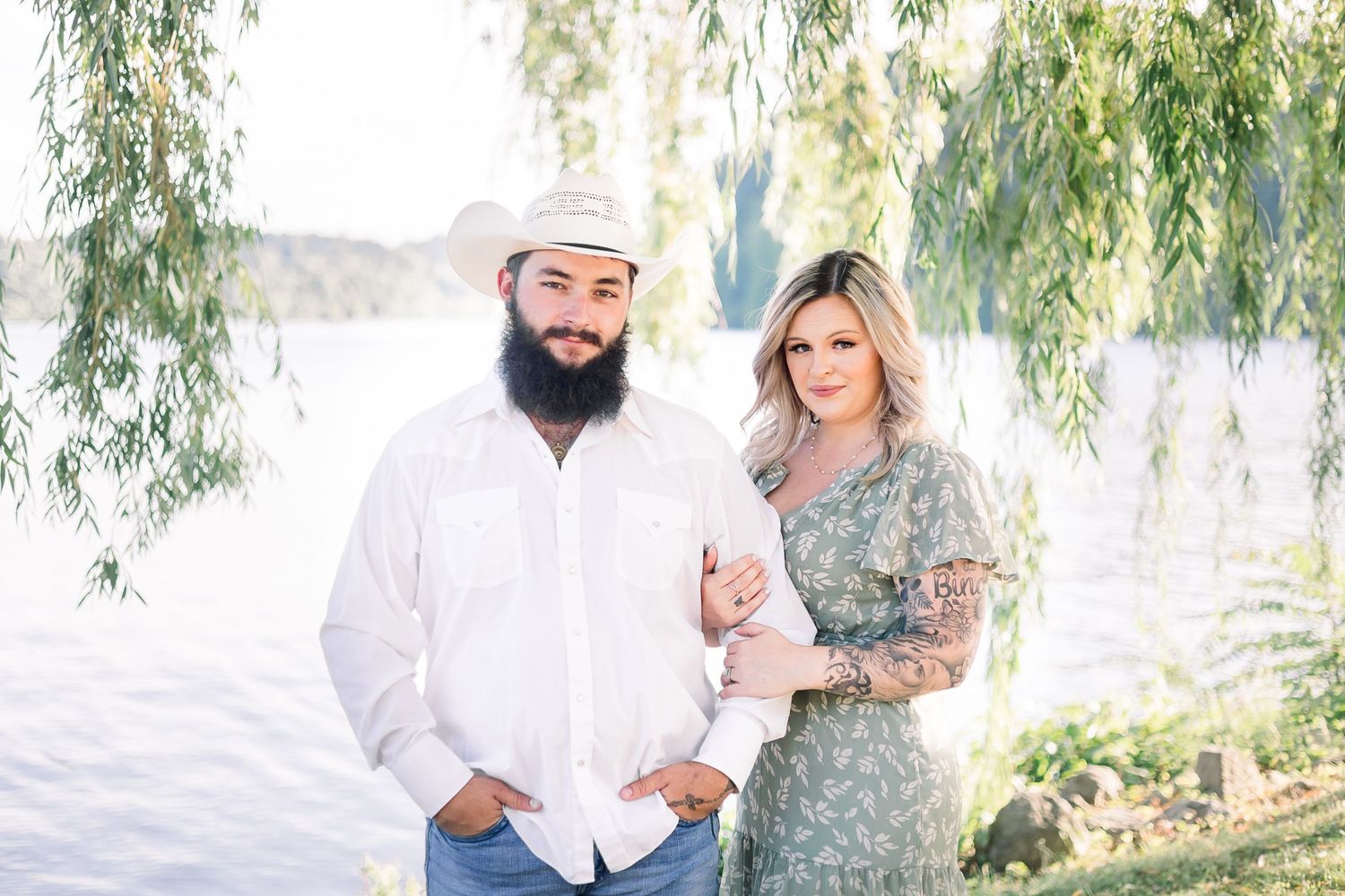 Sweet candid moments captured between couple during outdoor photoshoot.