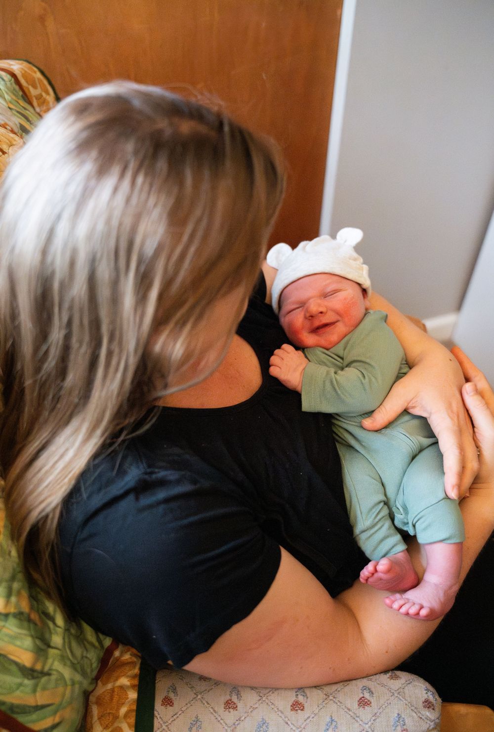 smiling infant newborn lifestyle session