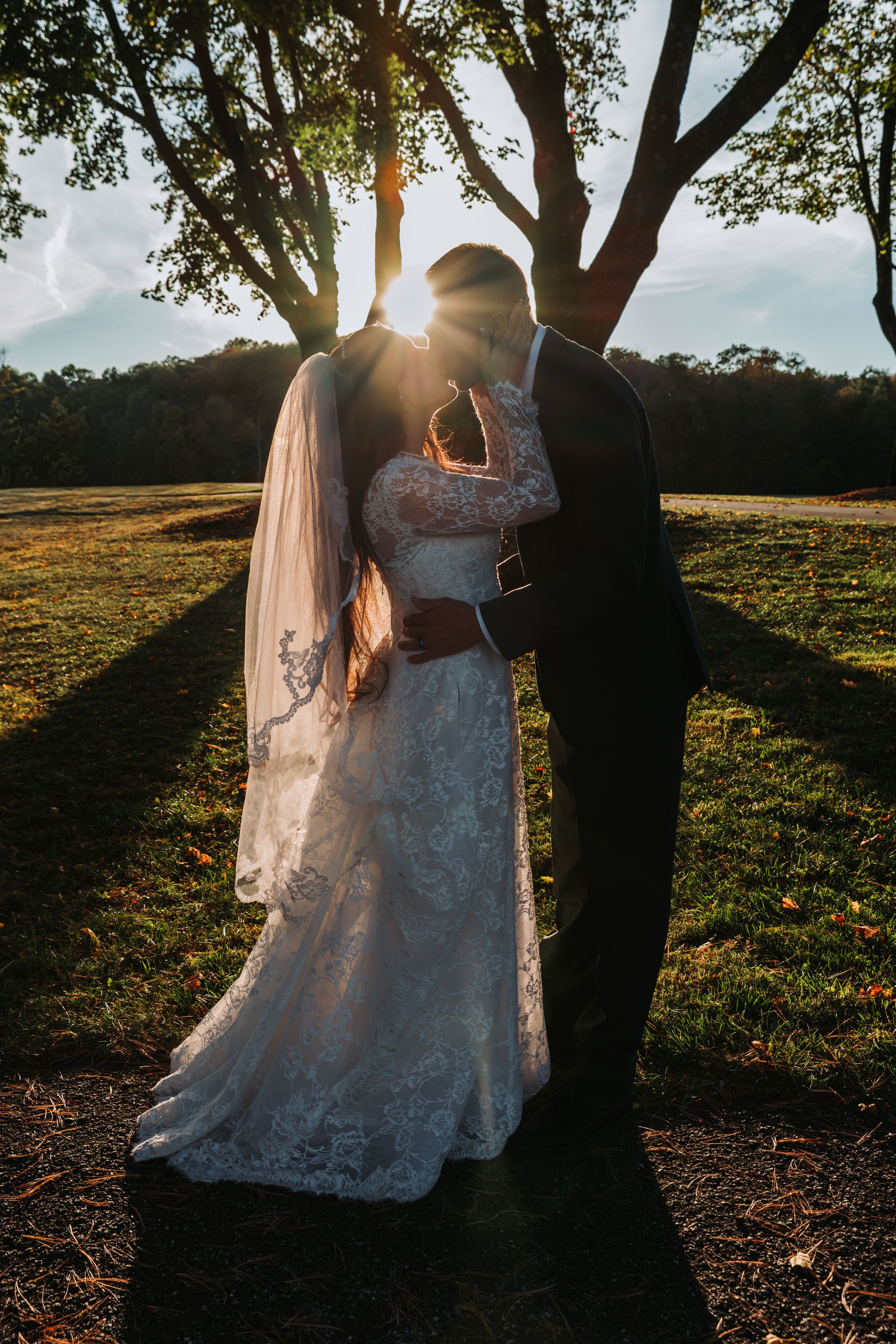 Sunset photo of bride and groom in Sussex County New Jersey