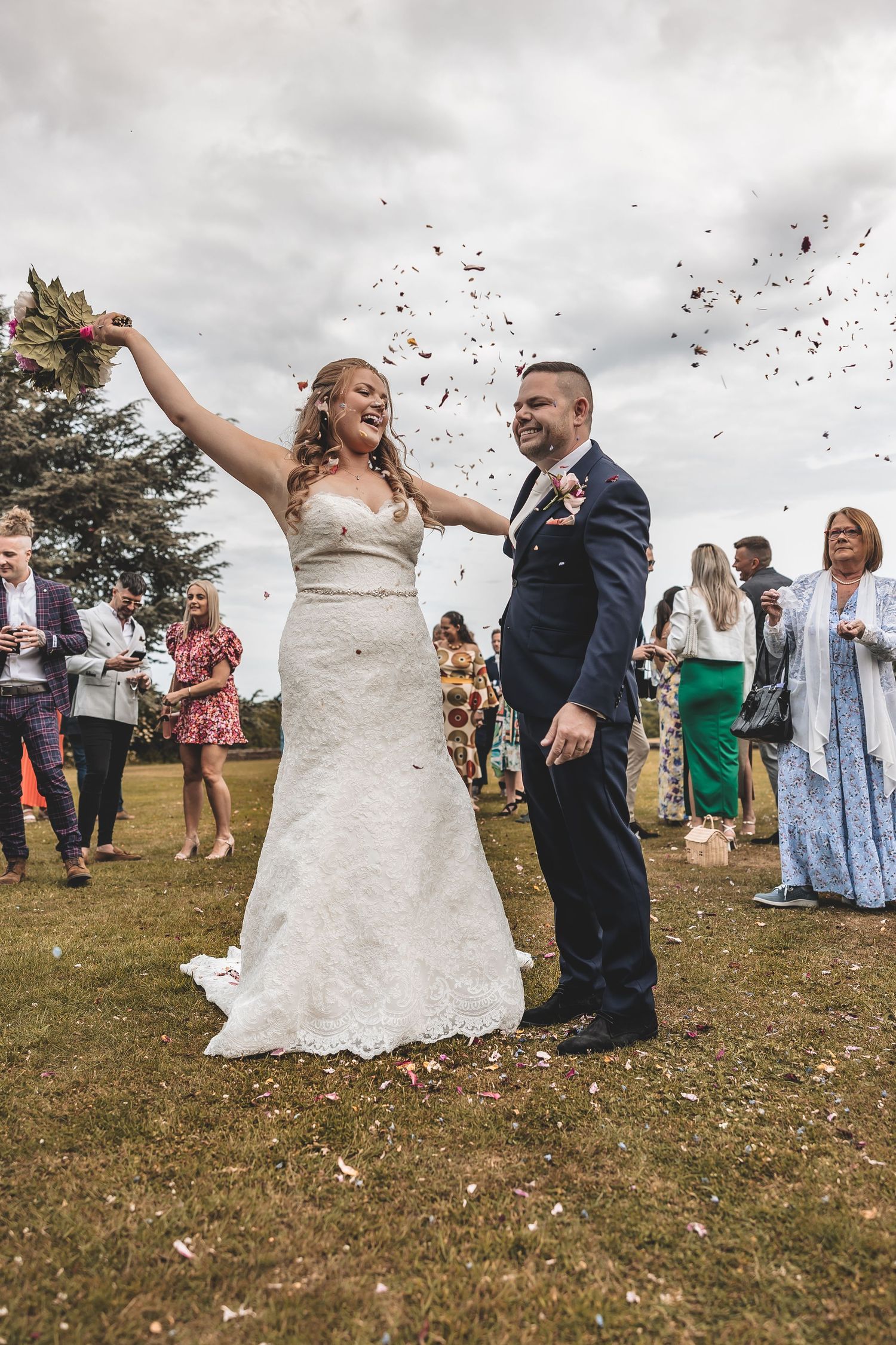 Outdoor wedding portraits with natural surroundings