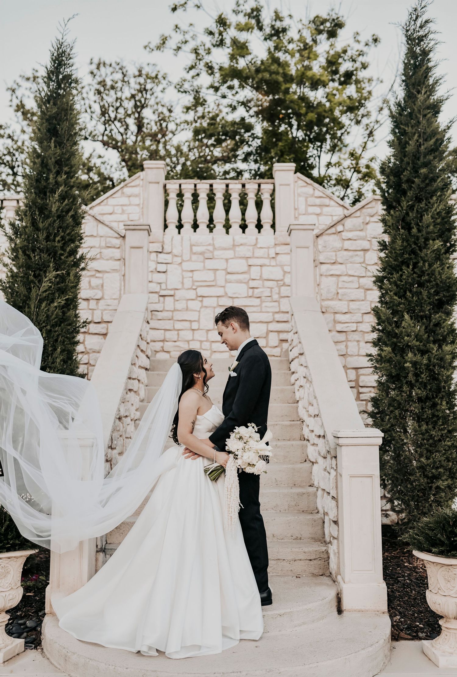 Brighton Abbey wedding venue featuring a modern white chapel and elegant architecture in North Texas
