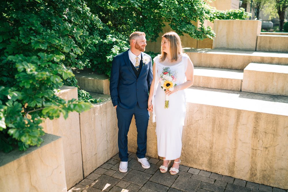 Wedding portraits at Lincoln Landing in Lockport, Illinois.