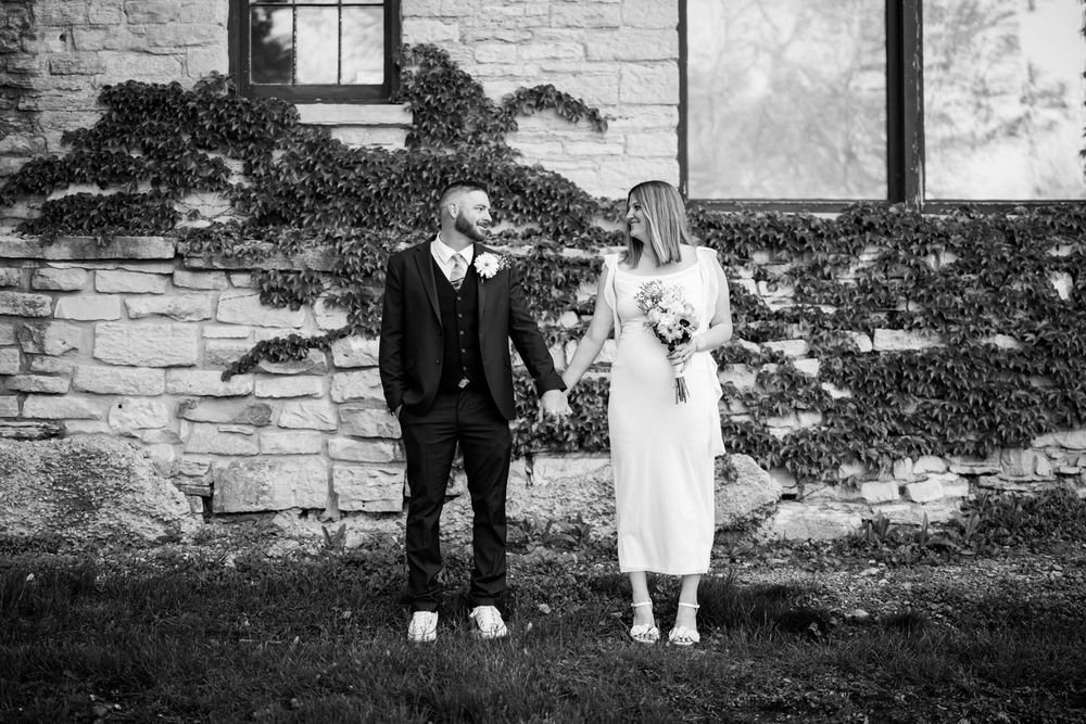 Wedding portraits at Lincoln Landing in Lockport, Illinois.