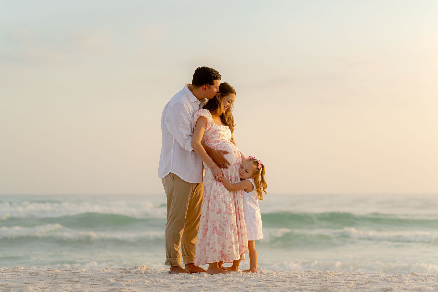 Best Destin family photographer during sunset captures candid moments at golden hour with a beautiful beach dune scene.