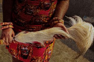 Photography Oil painting  Traditional dress with beaded accessories and natural Horsetail used by an Igbo bride