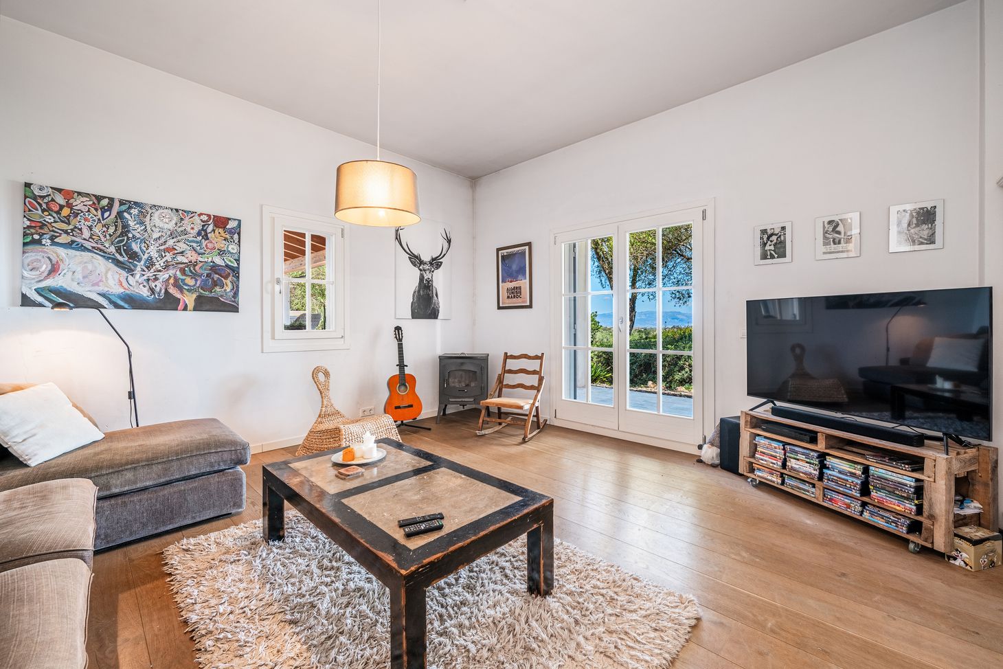A collage of modern interior home photos showing living spaces, furniture, and decor in a bright, contemporary style.