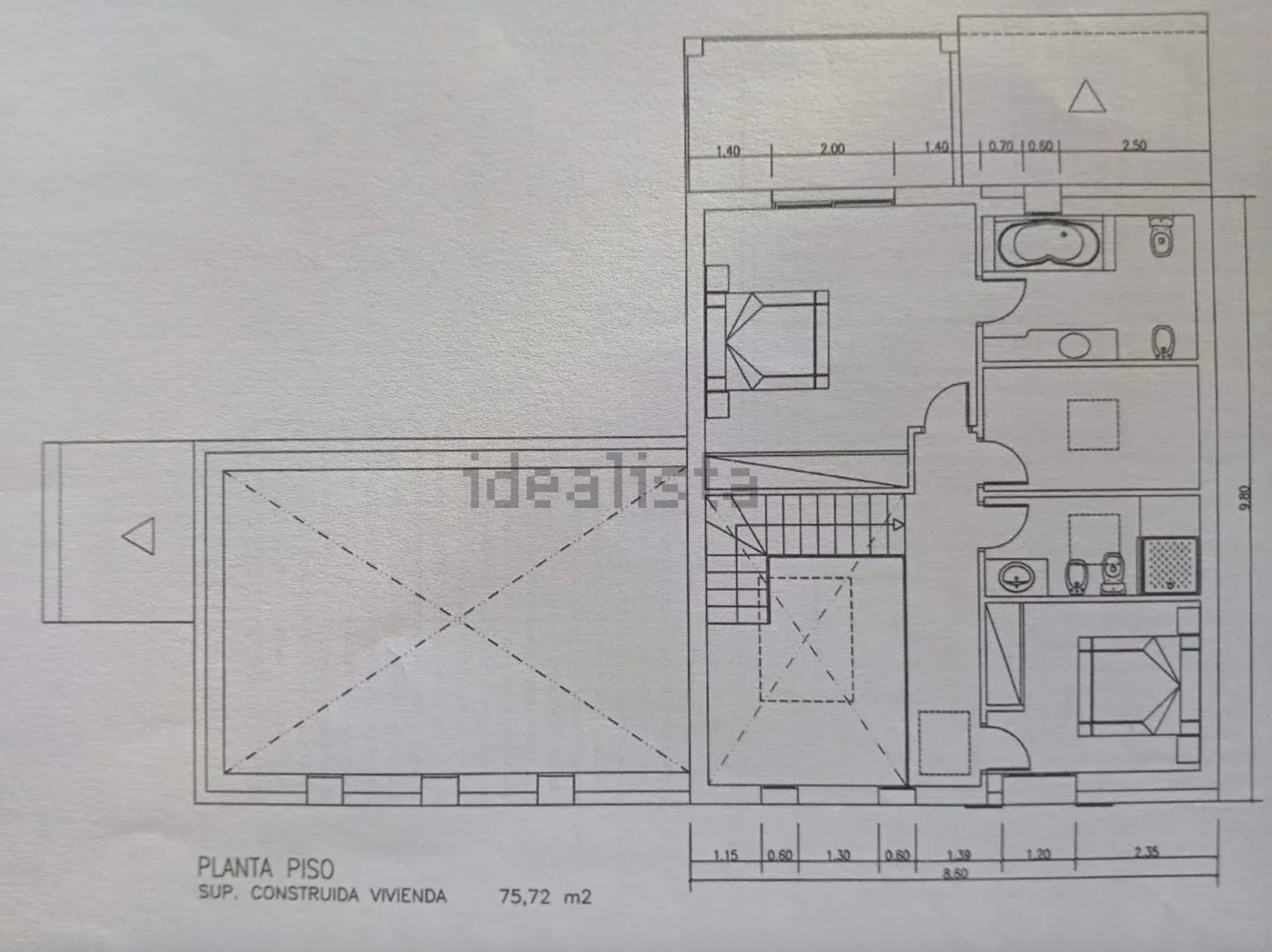 Architectural floor plan sketches showing multiple room layouts and dimensions on white paper.