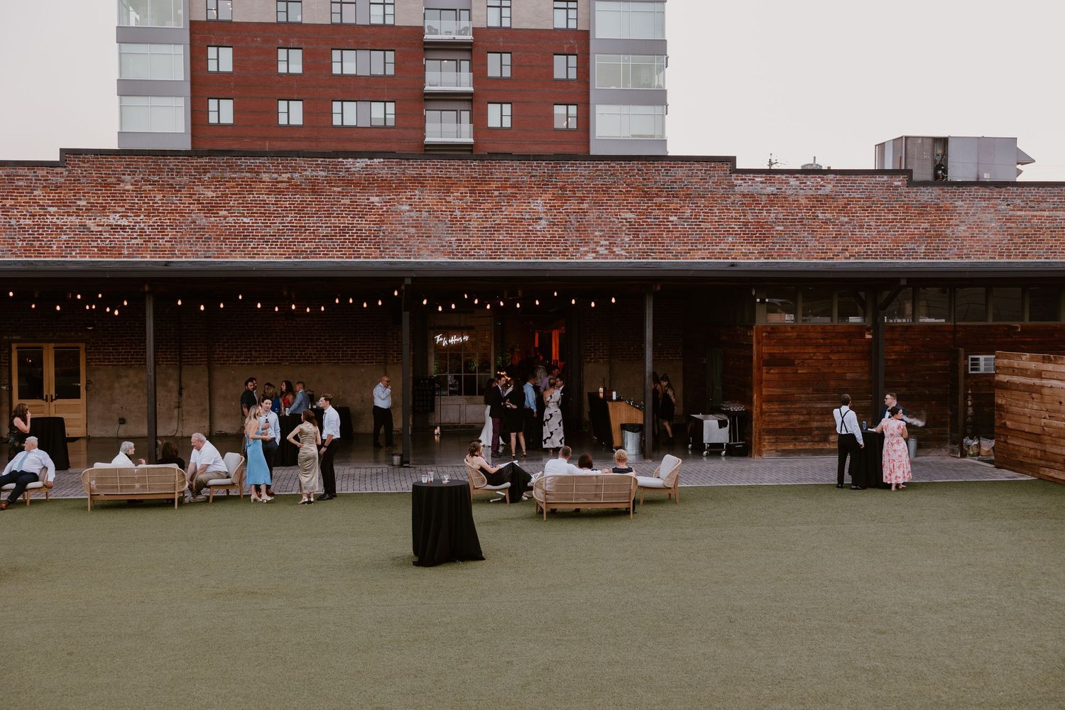 outdoor Cocktail Hour at Mill & Mine Knoxville wedding, wedding photography by Allie Krauser Digitals