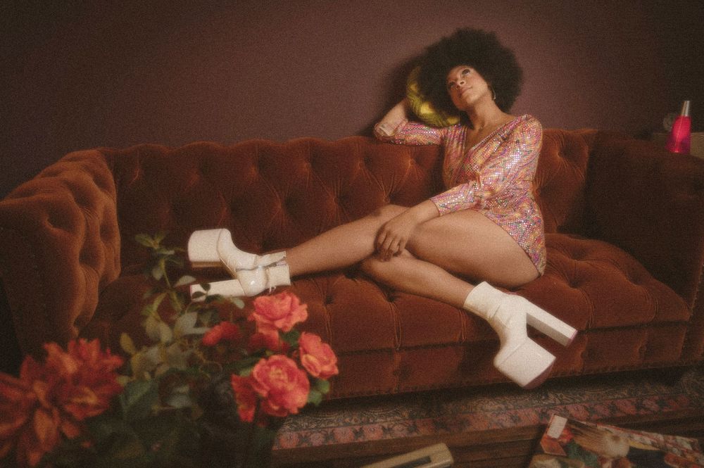 70s themed photoshoot shot in studio in Spokane Washington
