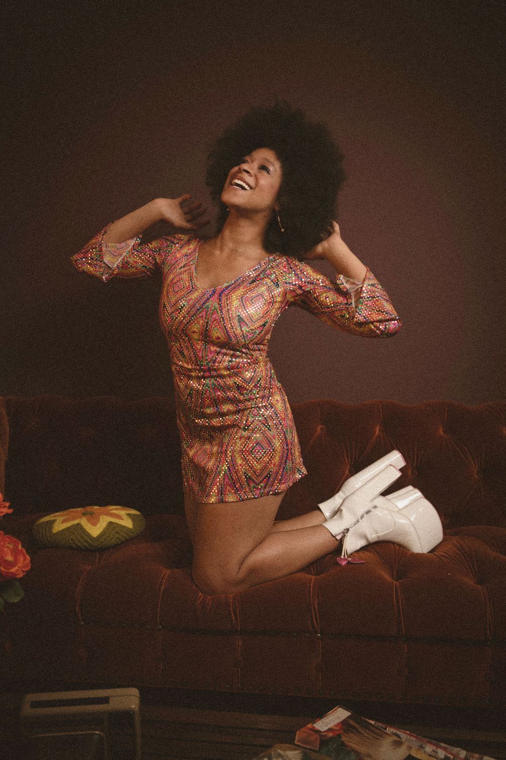 70s themed photoshoot shot in studio in Spokane Washington